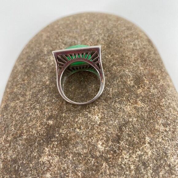 Sterling Silver Faceted Green Chalcedony Gemstone Ring Square‎ Womens Sz 8.25 - Picture 9 of 9